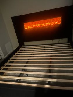 Bed frame with fireplace  and Bluetooth speaker