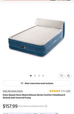 INTEX PILLOW TOP HEADBOARD AIRBED WITH INTERNAL PUMP ckFill Plus ANAL PUMP