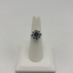 Sterling (.925) CZ & Blue Stone Ring