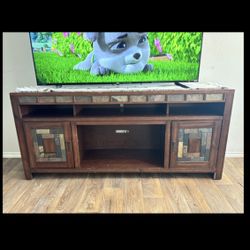 Wooden TV stand W/ Decorative Tile
