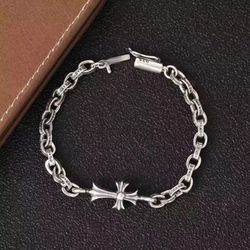 Silver stainless steel cross bracelet 