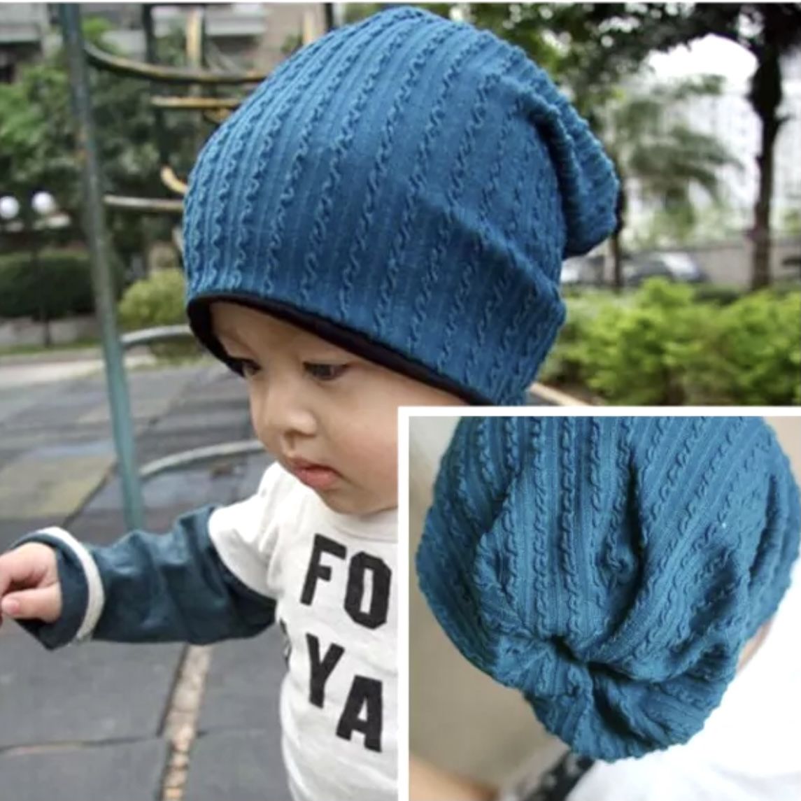 3 Boys Slouchy Beanies 12-24 Months Teal Brown Gray