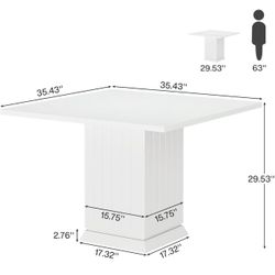 Modern Engineered Wood Small Dinner Kitchen Table for 4 People (White)