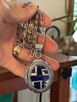 Benson(Ben) Boyd BB Sterling, Lapis, White Opal Pendant Necklace
