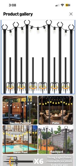 6 10 feet poles for backyard lighting