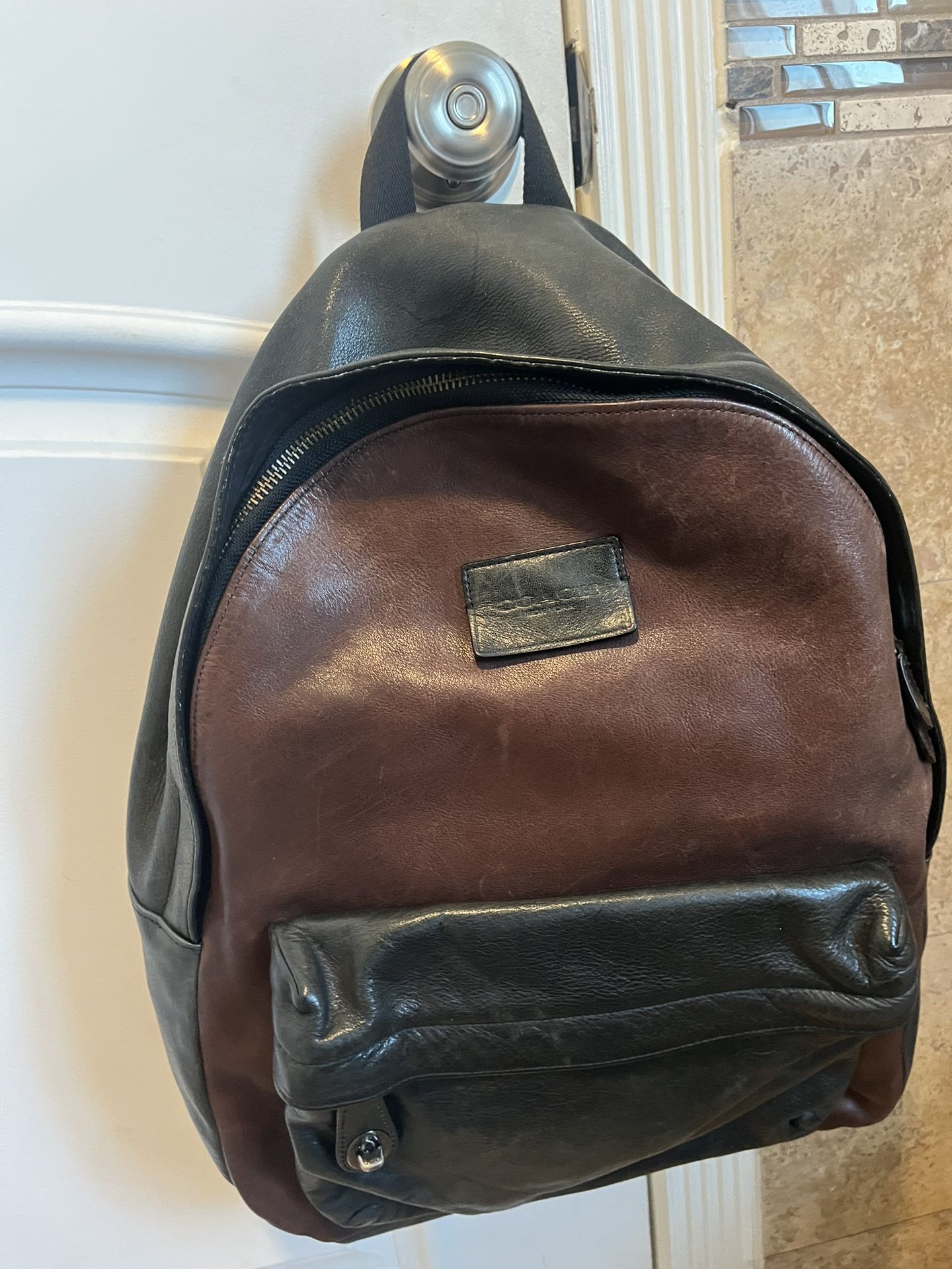 coach all leather backpack brown pre-owned