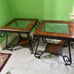 Metal N Glass End Tables AND Coffee Table Set Of3