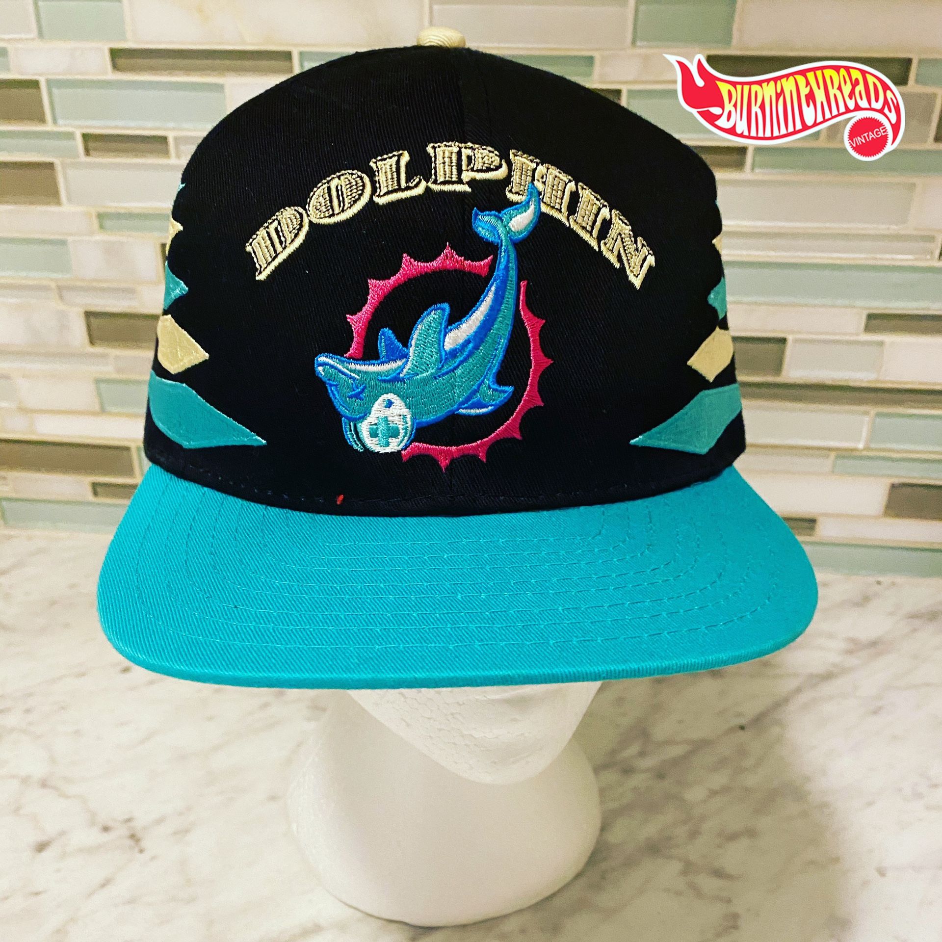 Pink Dolphin Recall Banned Miami Dolphins Black Snapback Hat Cap Rare Great Cond