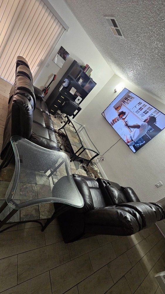 Living room Set (Sofas, Dining Table W/end Table, Rug, 85" LG TV)