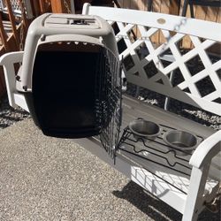 Medium Dog Kennel And Food Bowls 