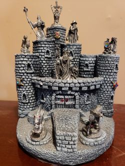 Vintage 1980 Spoontiques Castle & 8  Hudson Pewter Wizards, Dragons & a Snake