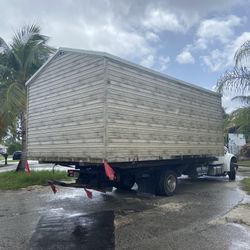 Shed Relocated ,,, Movemos Casita De Patio Container Rv Crane 