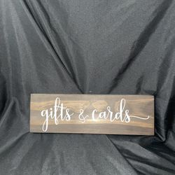 "Gifts and Cards" wooden table sign