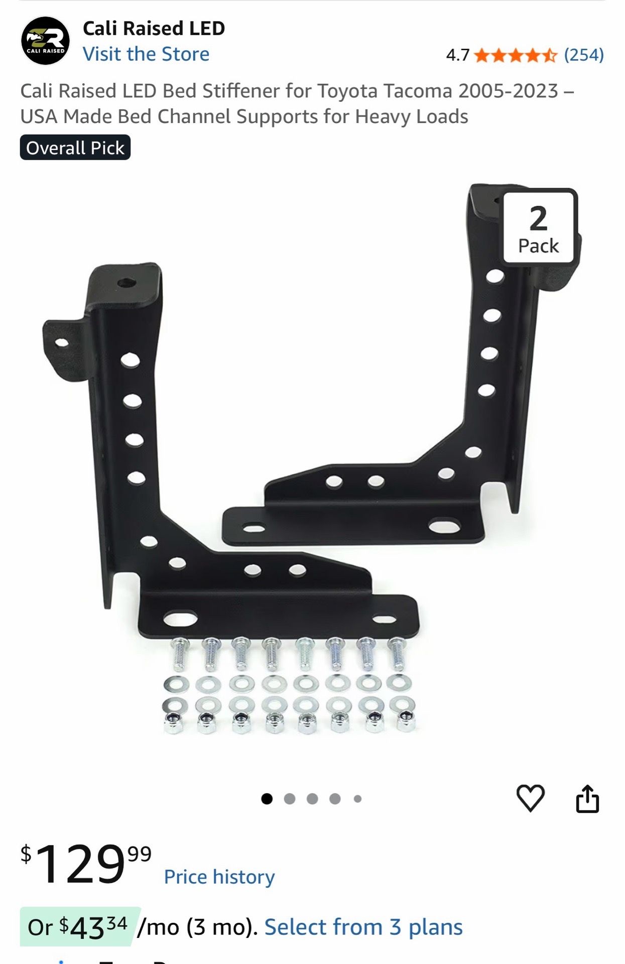 Cali Raised Bed Stiffeners, Toyota Tacoma 2005 - 2023