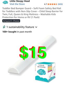 Toddler Bed Bumper Guard – Soft Foam Safety Bed Rail for Toddlers with Non-Slip Cover – Child Sleep Barrier for Twin, Full, Queen & King Mattress – Wa