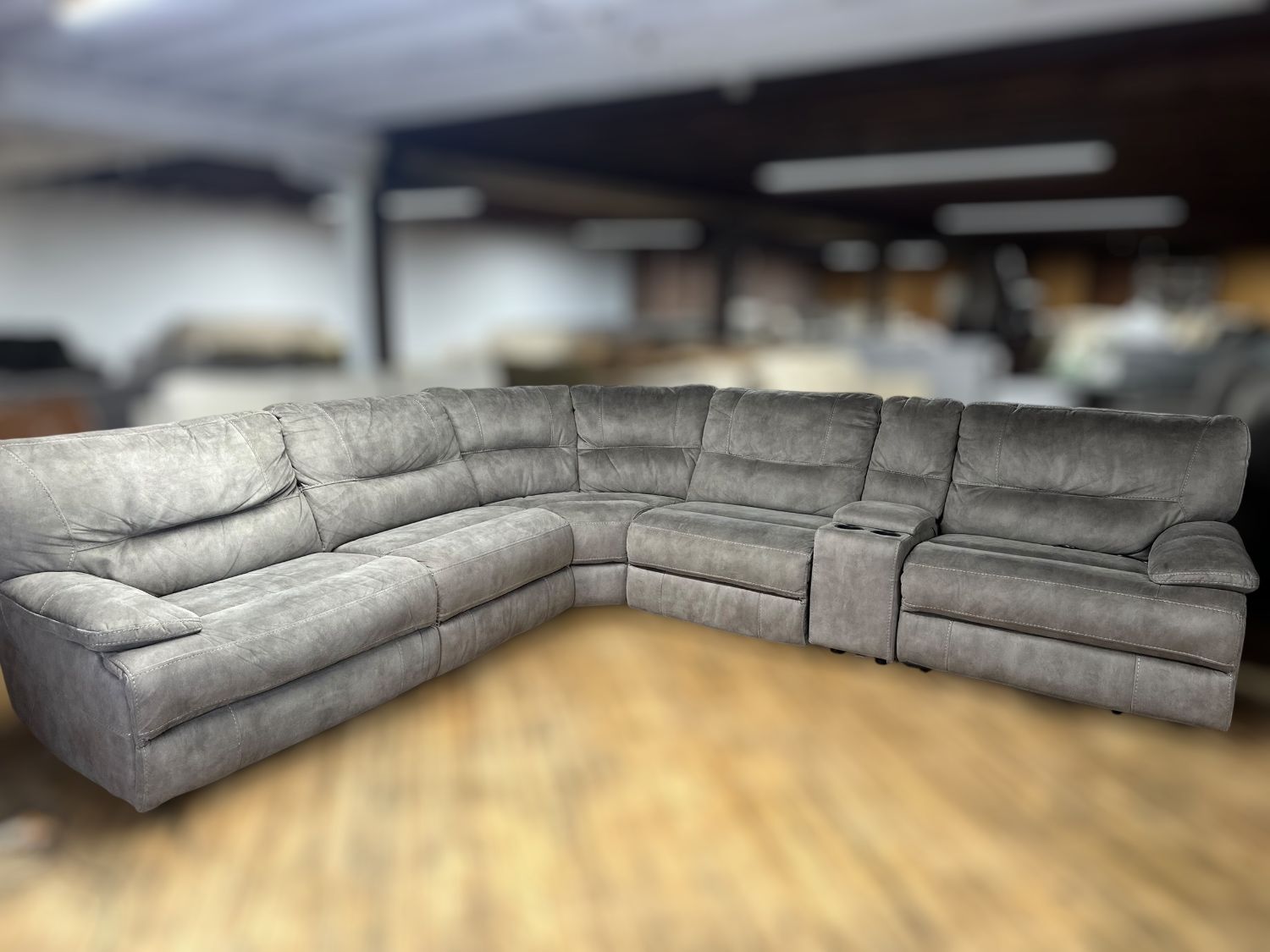 Free Delivery- Ashley gray 6pc recliner sectional sofa couch
