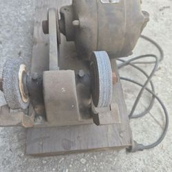 Belt Driven Grinder with motor Classic Vintage Antique Tools Metal wood