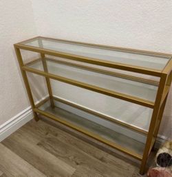 Gold metal and Glass 3-Tier Console Shelf