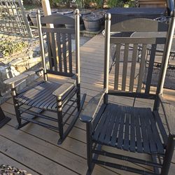 2 wood rocking chairs