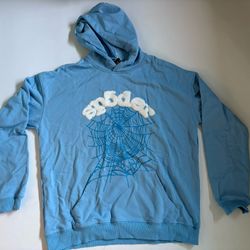 Sp5der Web Hoodie Sky Blue Streetwear Pullover Sweatshirt NWT Size XL
