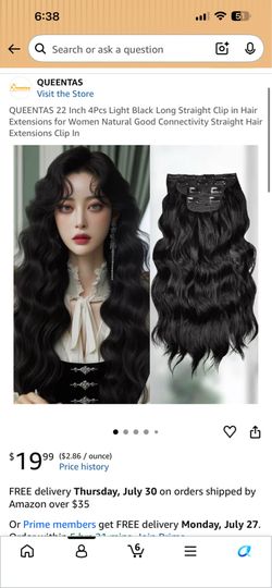 QUEENTAS 22 Inch 4Pcs Light Black Long Clip In Extensions