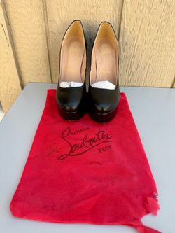 CHRISTIAN LOUBTIN Black Leather Bianca Court Heels Platform Shoes Women’s Sz 42 MAKE OFFER