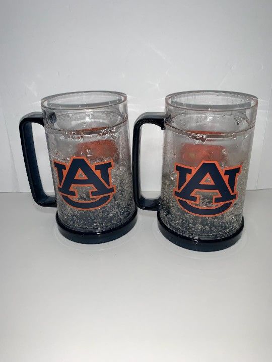 Set of 2 NCAA Official Auburn Tigers 32oz Crystal Freezer Team Logo Mug Cups