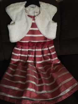 Pretty Christmas Dress With White Fur  Coat Jacket 