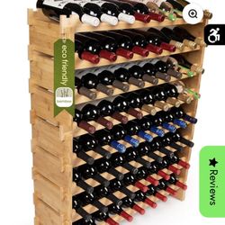 NWT DecoMil Bamboo 72 Bottle Stackable Modular Wine Rack