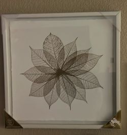 Glass, white framed, gold leaf wall art