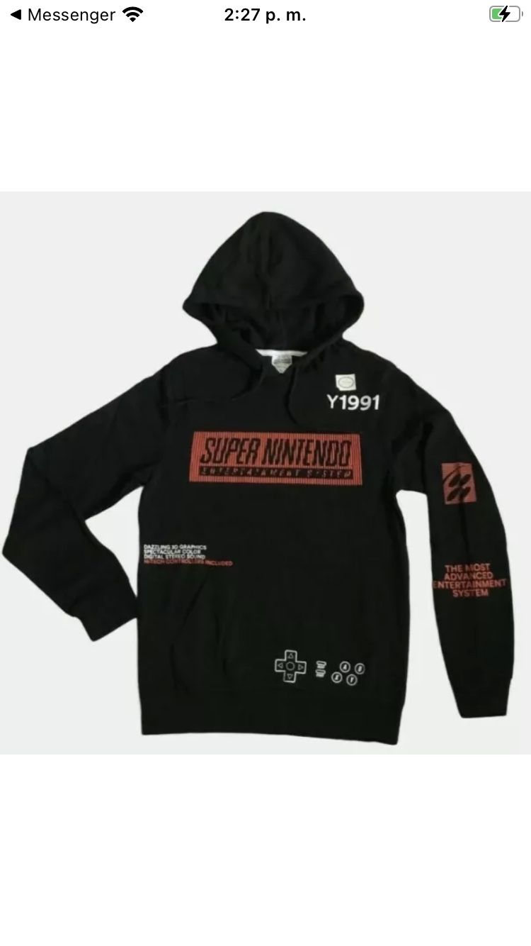 Super Nintendo NES Hoodie Retro Graphic S Black Pullover Sweatshirt Y1991 -2 XL