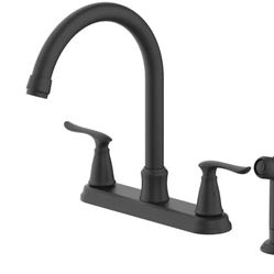 Project Source Laural Matte Black Double Handle High-arc Kitchen Faucet
