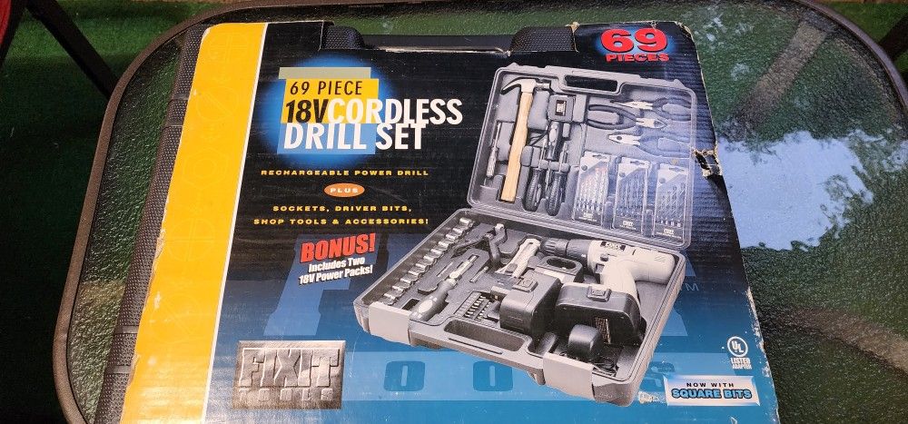 Fixit Cordless Drill Kit 69 Pieces 18v