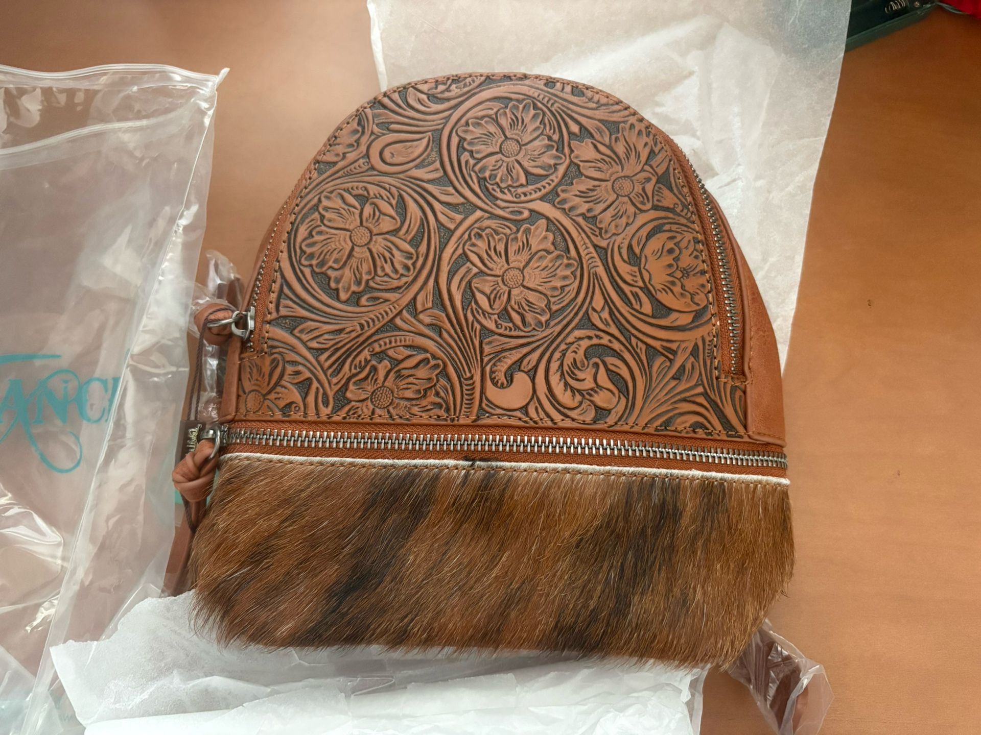 Trinity Ranch by Montana West Cowhide collection mini backpack NWT