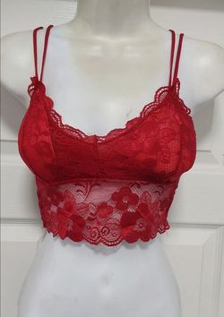 Red Sexy slight stretch lace  padded tank top