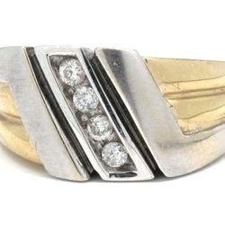 14K Mens Diamond Gold Ring