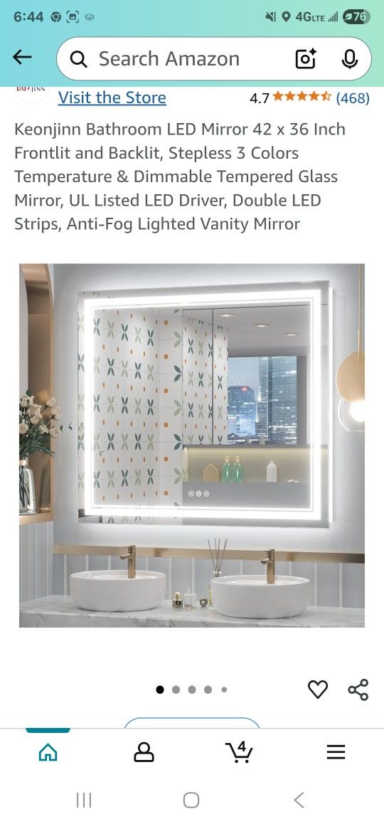 Keonjinn 42” x 36” LED Bathroom Mirror
