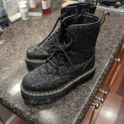 Women's Black Sparkly Doc Martin Boots Size 6