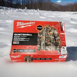 Men's Large M12 12-Volt Lithium-Ion Cordless Quiet Shell Camo Heated Jacket with (1) 3.0 Ah Battery and Charger. (Size:XL)