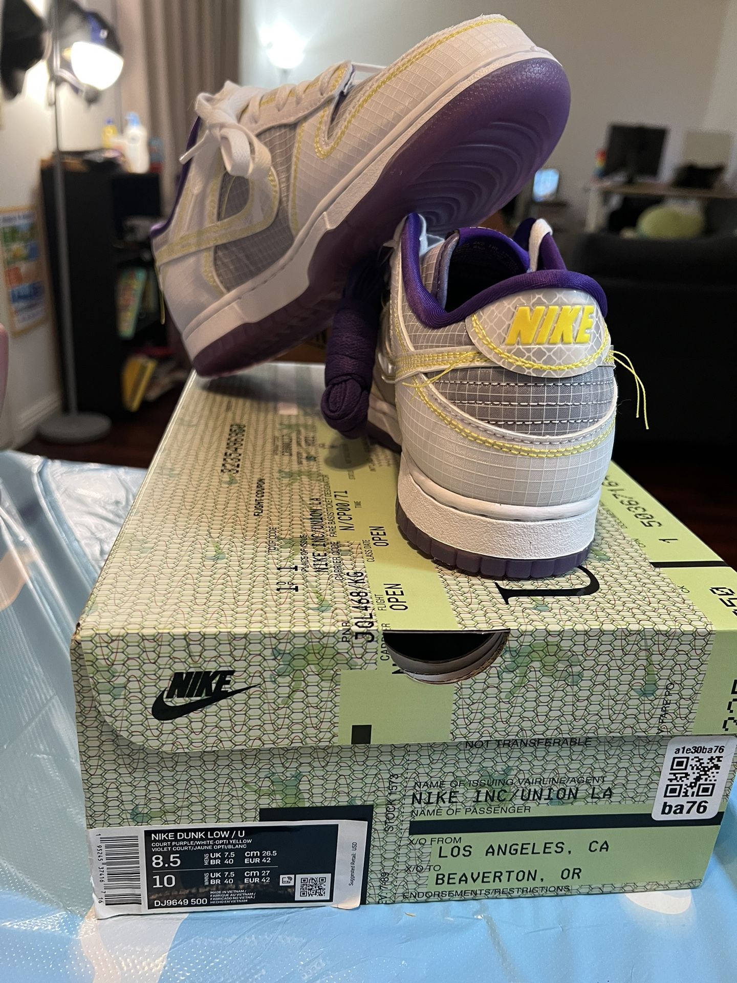 nike dunk low union passport pack court purple