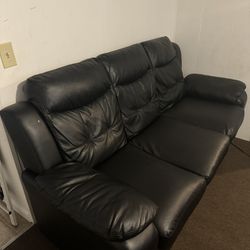 2 Leather Couches And Two Small Side Tables Glass