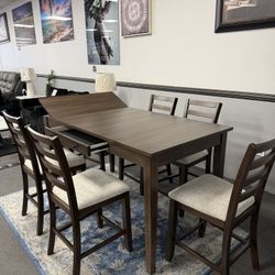 7PC Brown Dining Table Set