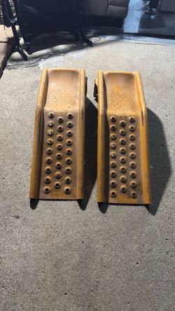 Pair of Yellow Metal Car Ramps