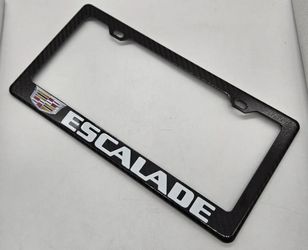BRAND NEW ESCALADE 100% Real Carbon Fiber License Plate Frame Tag Cover Original 3K