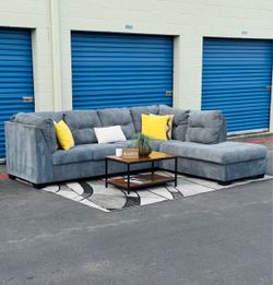Blue L-Shaped Sectional w/ Chaise