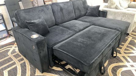 New Sectional Sleeper Couch with Cup Holders and Storage! Free