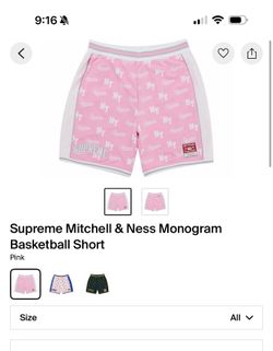 Supreme Mitchell & Ness Monogram basketball shorts pink