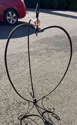 Vintage Wrought Iron Heart Shaped Plant Hanger 48H x 19W