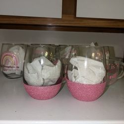 Glittered Stemless Wine Glasses 