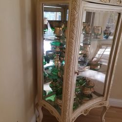 Italian Curio Cabinet With Marble Top